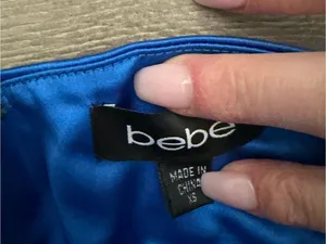 bebe Cobalt Blue Strapless Satin Cocktail Dress thumbnail 5