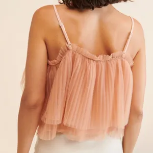 ANTHROPOLOGIE Tan Pleated Tulle Tank Size Medium‎ thumbnail 2