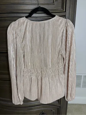 Abercrombie & Fitch Shimmery Rose Gold Pleated Wrap Top thumbnail 3
