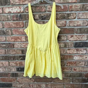 Silence + Noise Butter Yellow Cotton Blend Dress Size Large Tank Style Smocked thumbnail 2