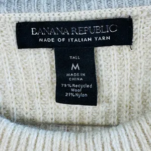 Banana‎ Republic Italian Yarn Wool Blend Sweater Beige M Tall Ribbed Crew Neck thumbnail 3