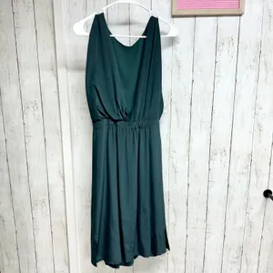 Club Monaco 100% Silk Sleeveless Forest Green Snatched‎ Mini Dress Size 0 thumbnail 2