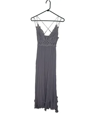 ✨ Free People FP One Adella Maxi Slip‎ Dress Purple Gray XS 🌿 thumbnail 3