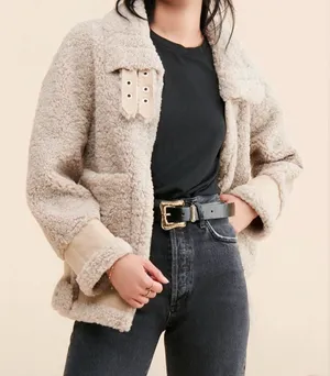 Jules Kae Kylie Sherpa Moto Jacket - NWOT - Size M thumbnail 1