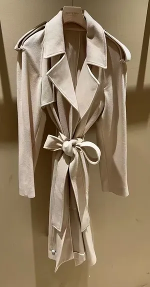 Burberry 100% Cashmere Trench Coat Candle Beige Wrap Belted 80979761006 US 6 NEW thumbnail 1
