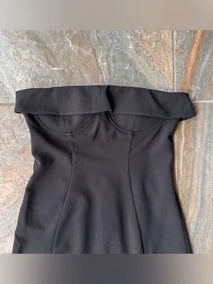 BabyBoo Fashion Black Strapless Corset Maxi Dress with Front Slit - Size M thumbnail 3