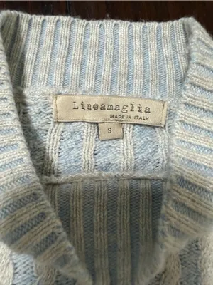 Lineamaglia Italy Women Blue White Sweater Cable Knit Small thumbnail 4
