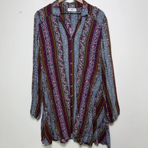 Natural Life Women Ansley Dress Large Multicolor Boho Floral Patchwork Hippie‎ thumbnail 2