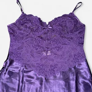 Source Unknown Royal Purple Lace and Satin Sexy Lingerie Mini Slip Dress, Size SMALL thumbnail 2