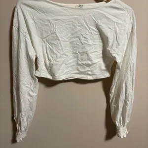 Aritzia Wilfred Crop Scrunch Cuff Long Sleeve White Top- Size XS thumbnail 4