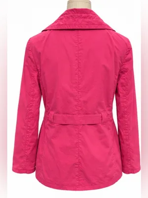 J.Crew Bright Pink Lightweight Trench Jacket Coat Size 4 Button Front thumbnail 3