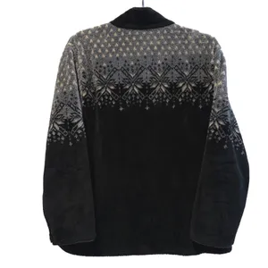 Cabelas Womens Fleece Jacket Black Gray Snowflake Full Zip Outerwear XL VTG‎ thumbnail 4
