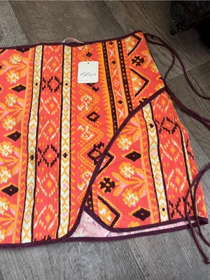Nwt‎ Free People Cleo Wrap Skirt in Rust Combo thumbnail 7