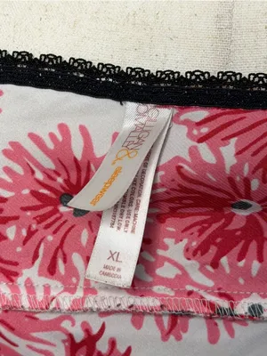 Lilly Pulitzer White and Pink Floral Satin Chemise with Black Lace thumbnail 6