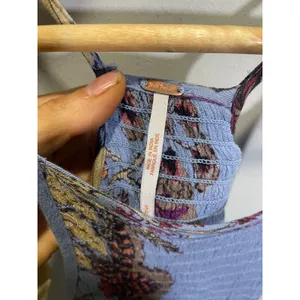Free People Midi Dress Womens‎ Small Blue Floral Smocked Boho Summer thumbnail 4