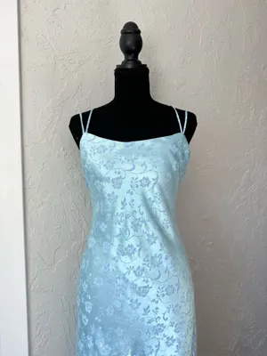 Steppin Out 1990s Vintage Blue Slip Dress thumbnail 5
