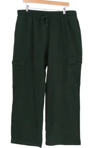 Old Navy Socomfy Sweatpants Womens XL Olive Green Cotton Cargo Pockets Wide Leg thumbnail 1
