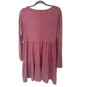 Wild Fable Women's Size‎ L Long Sleeve Brushed Rib Knit Tiered Dress Dull Rose thumbnail 3