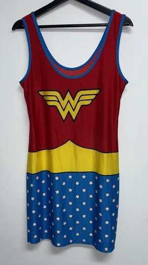 Wonder Woman Nightgown Womens JR SZ L 11 13 Sleepwear Cosplay Halloween Costume thumbnail 1