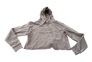 New Orleans Cropped Hoodie Sweatshirt, Women’s Size Large, Brown thumbnail 1