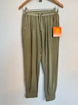 Ramy Brook Olive Satin Drawstring Joggers thumbnail 6