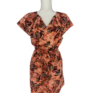 ALC Frank Alice Mini Dress Orange Rose Floral Print Cotton Size 4 thumbnail 4
