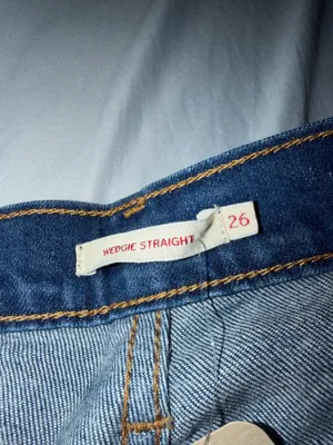 Levi fringe dark wash wedgie straight jeans thumbnail 4