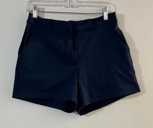 High-Waist Navy Women's Shorts with Tailored Front thumbnail 1