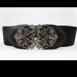 Retro Style Elegant‎ Black and Gold Elastic Women's Belt One Size thumbnail 10