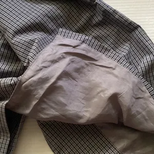 Vintage blue plaid long cotton blend trench coat, size medium thumbnail 13