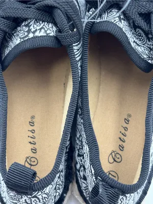 Catisa Black & White Paisley Espadrille Lace-Up Flats Size 37 / US 6.5 thumbnail 12