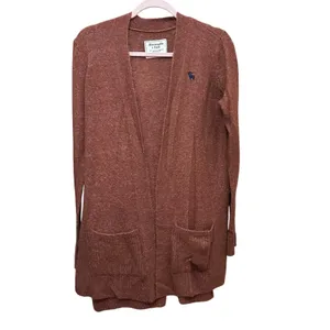 Vintage Abercrombie & Fitch Cardigan Size Medium Front Pockets‎ Rust Orange thumbnail 2