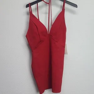 ‎TOBI Red Bodycon V-neck Dress Size Medium thumbnail 2