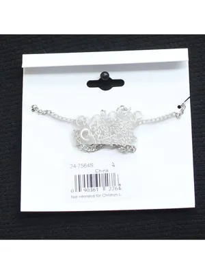 NWT Rhinestone Paw Print Pendant Necklace Silver Gray / Clear 16" + 2" thumbnail 2