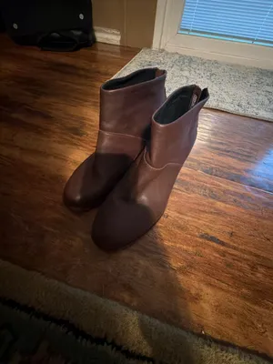 TOMS Carpe Diem Brown Leather Ankle Booties with Tassel Back Zipper thumbnail 2
