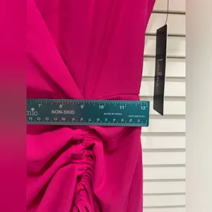 Lulus Maxi Dress Gown Hot Pink‎ Ruffle Cold Shoulder Tie Up Skirt Size XS NEW thumbnail 9