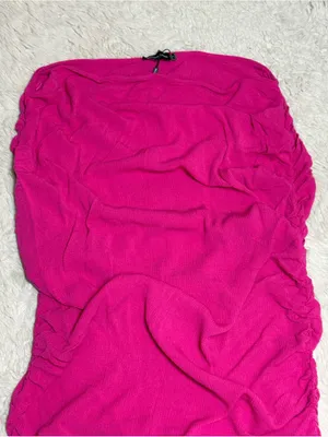 PrettyLittleThing Fuchsia Hot Pink Ruched Bodycon Midi Skirt Size 12 Large thumbnail 5