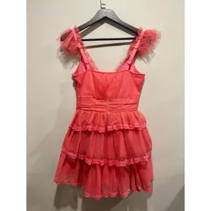 LoveShackFancy Zorina Pink Passion Tulle Ruffle Mini Dress Size 4 thumbnail 5
