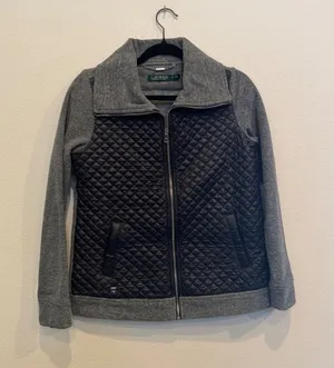 Ralph Lauren Hooded Quilted Jacket Taupe Small thumbnail 1