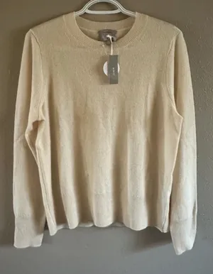 J.CREW Tight-Knit Cashmere Crew Neck Pullover Sweater Beige Classic Fit M thumbnail 1