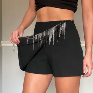 ZARA Women’s Black Rhinestone Fringe Embellished Skort XS High Rise thumbnail 3