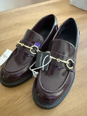 American Eagle Horsebit Loafers | Glossy Burgundy Oxblood | Size 6 | Brand New thumbnail 5