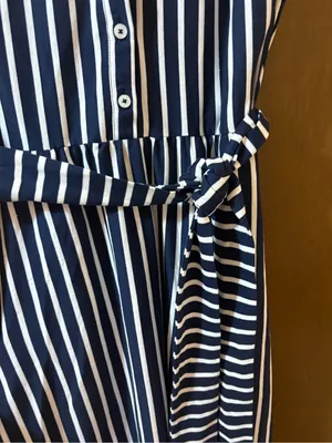 Boden Honor Short Sleeve Shirt Dress in Navy and White Stripe thumbnail 8
