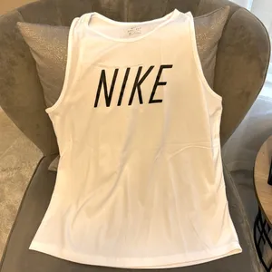 White Nike Dri-Fit sleeveless tee thumbnail 1