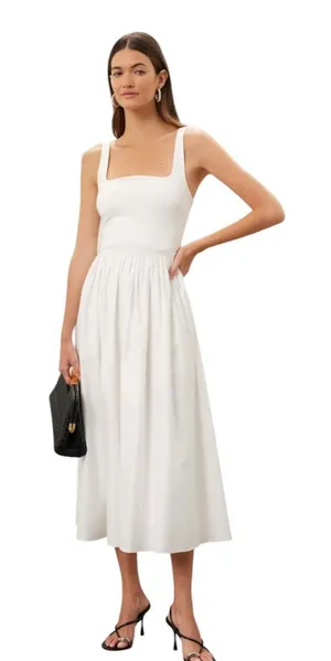 Rue Sophie - Eli Dress White Square-Neck Midi Dress Size XS thumbnail 1