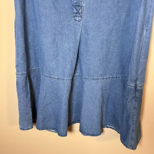 Entro Stay Close Denim Drop Waist Collared Button Front Mini Dress Blue M thumbnail 3