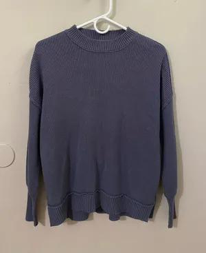 Moon & Maddison Ribbed Knit Sweater in Slate Blue thumbnail 1