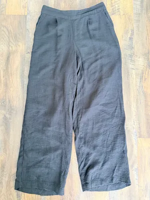 A New Day Knit High-Rise Crinkle Gauze Wide Leg Pants Black Small flowy loose thumbnail 1