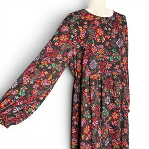 Floral Maxi Dress 2XL‎ Cottagecore Peasant Folklore Semi Sheer Long Sleeve Lined thumbnail 5