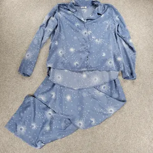 BP Celestial Pajamas Set Womens XS Blue White Sun Stars Moon Pants Button Top thumbnail 12